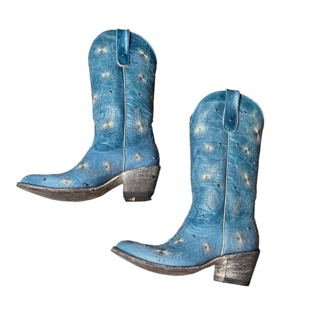 Old Gringo Epifania Blue Studded Snow western cowboy Boots L1423-2 - Picture 4 of 13